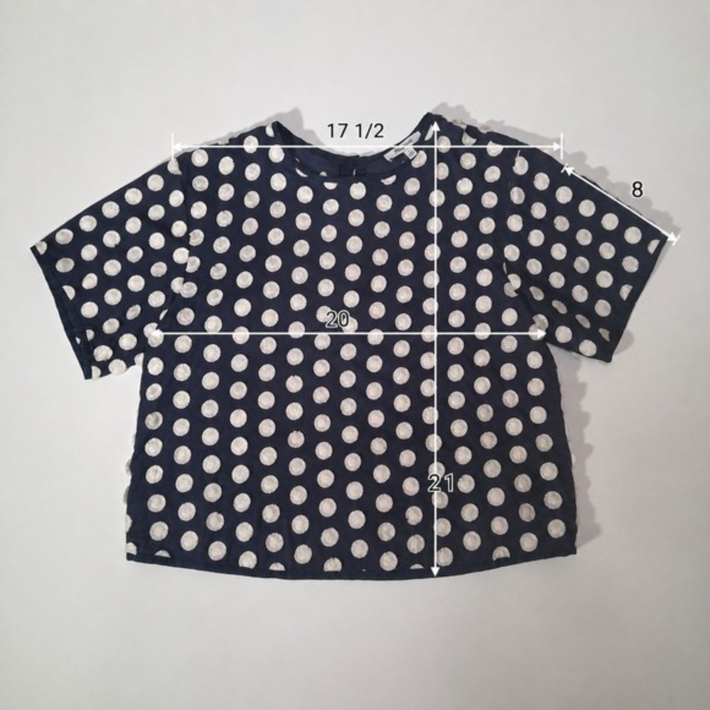 Madewell Navy Embroidered Polka Dot Top Size S 100% Cotton - Picture 5 of 6
